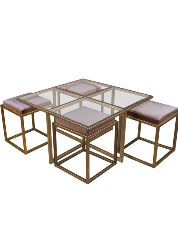 CONJUNTO MESA NIDO CON TABURETES NIZA REF.11030