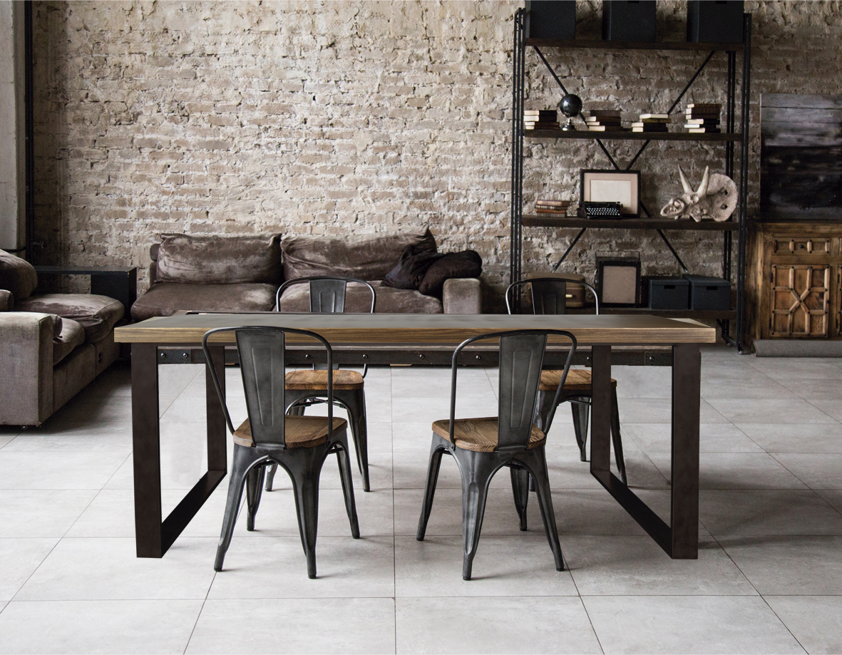 Mesa de comedor Creta con tapa de madera